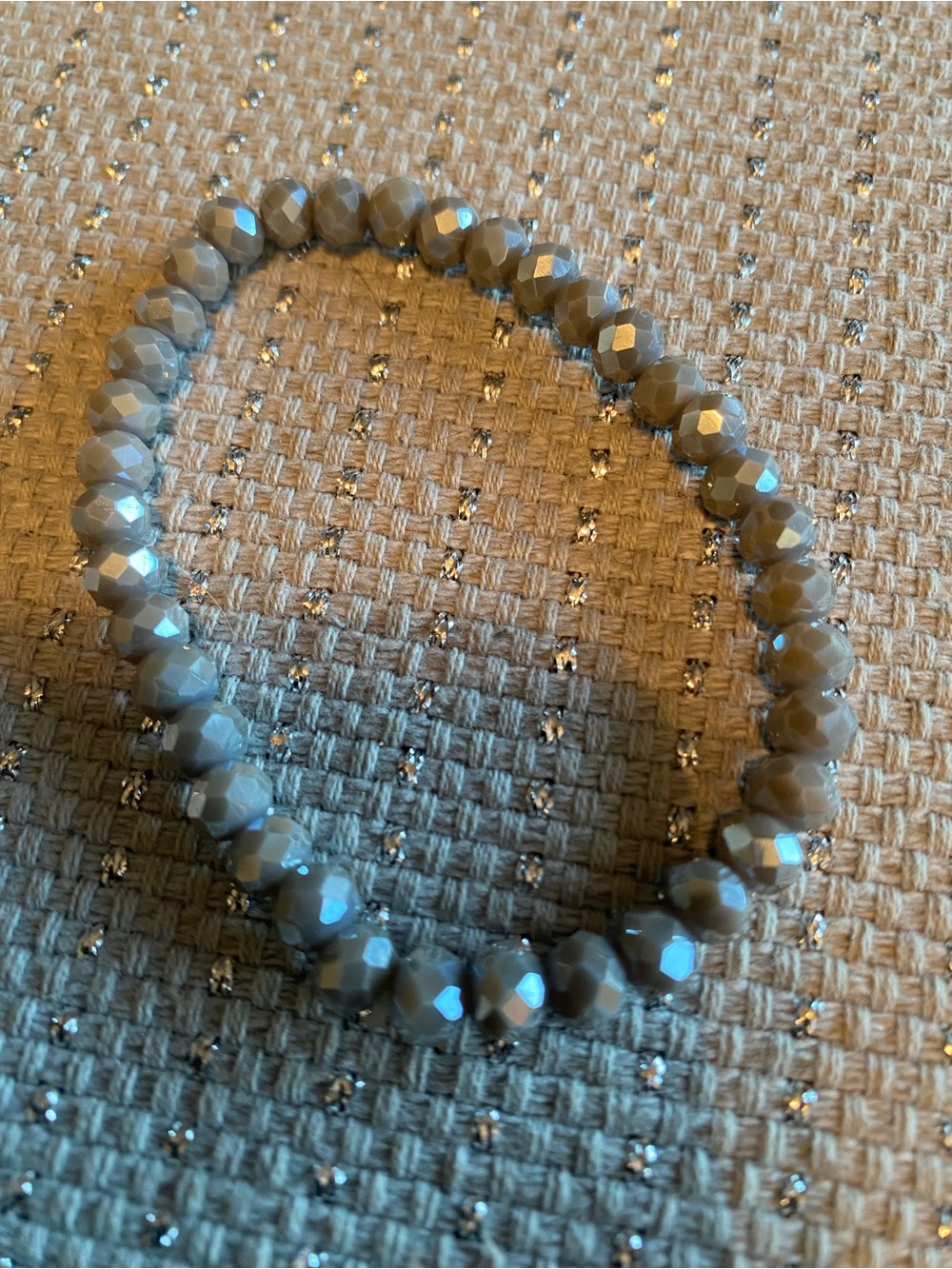 Faceted Gray Stretch Beaded Bracelet - Neutral Women Jewelry
